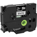 Brother 18mm (0.7") Black on White HGe Tape with Standard Adhesive 8m (26.2 ft) - 5 Pack - PEGASUSS