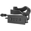 Legrand Furniture Power 2-Outlet with Switching and USB-A Unit - 10' Cord - Black - PEGASUSS