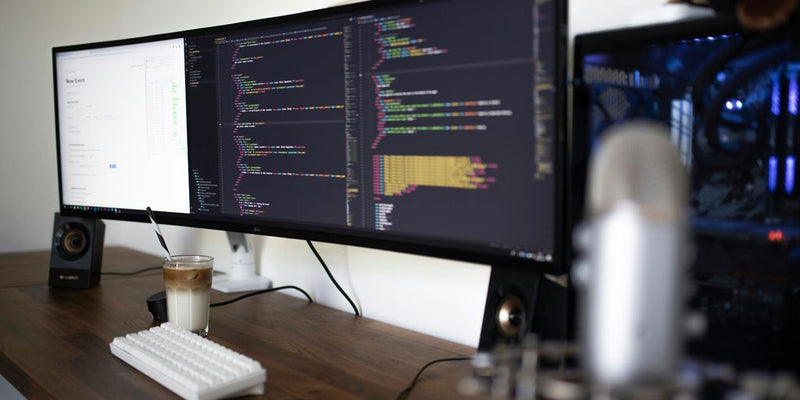 turned-on flat screen monitor