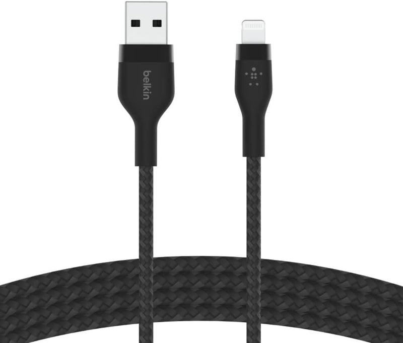 Boostcharge Pro Flex Braided USB Type a to Lightning Cable (1M/3.3FT), Mfi Certified Charging Cable for Iphone 14, 13, 12, 11, Pro, Max, Mini, SE, Ipad - Black