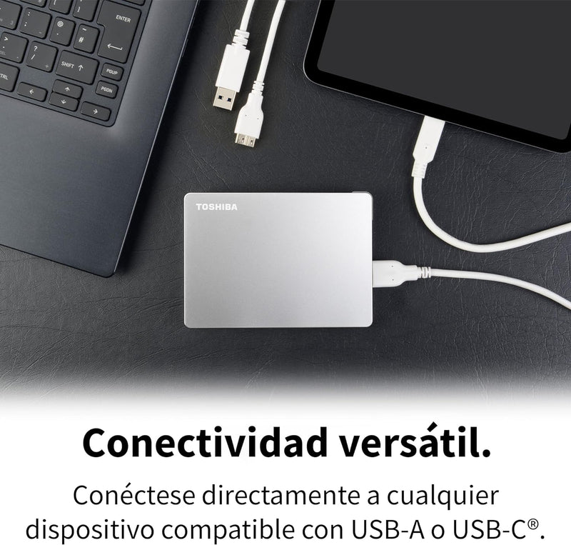 4TB Canvio Flex Portable External Hard Drive for Mac, Windows PC and Tablet Use, Compatible with Most USB-C and USB-A Devices, Silver (HDTX140ESCAA)