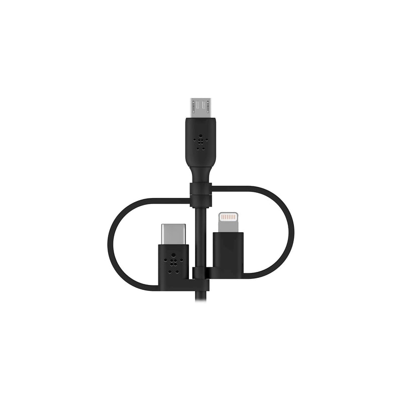 3-In-1 Universal USB-A Cable - USB-C Cable, Lightning Cable, Micro-Usb - Charging Cord Boost Charge Charger Designed for Apple Iphones & Ipads, Galaxy, Tablet, Smartphone - Black 3.3 Feet