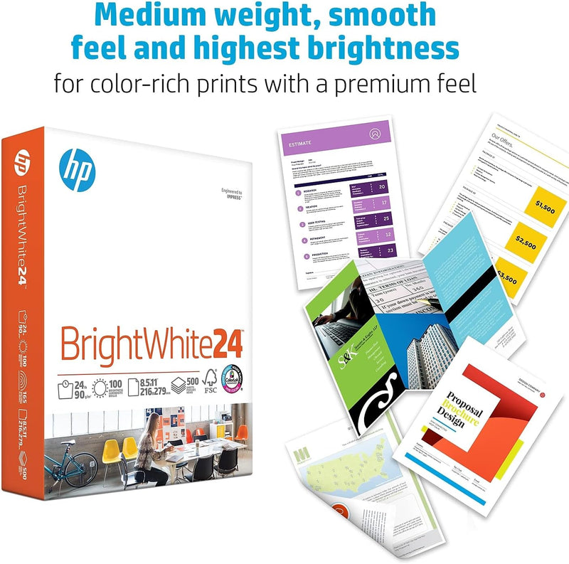 Papers | 8.5 X 11 Paper | Brightwhite 24 Lb |1 Ream - 500 Sheets| 100 Bright | Made in USA - FSC Certified | 203000R