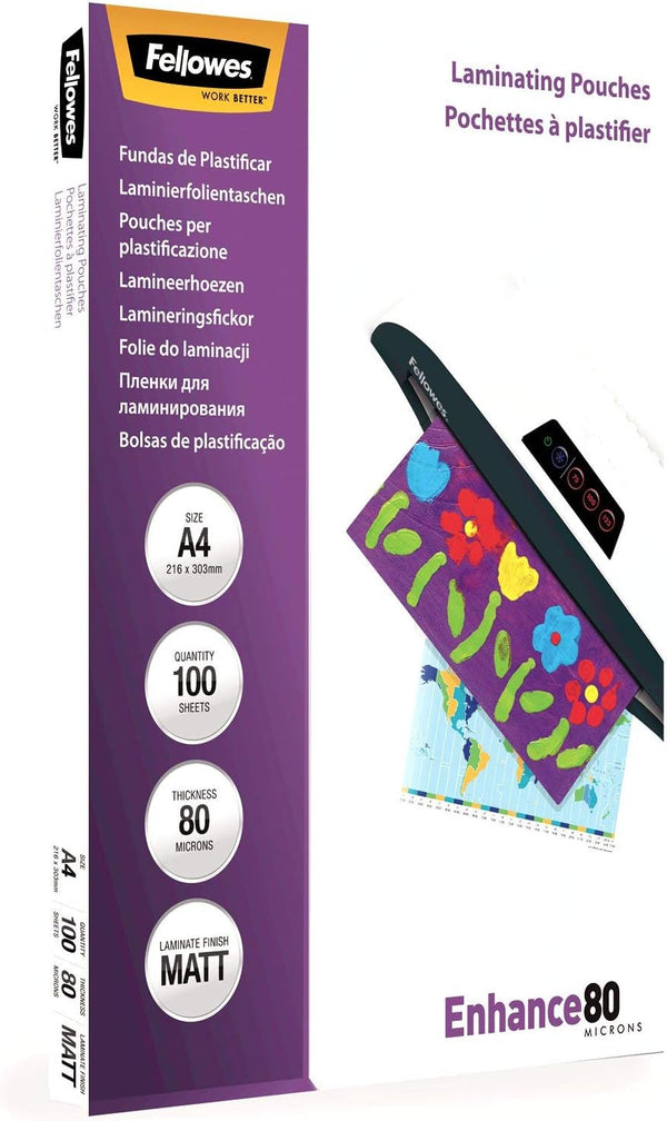 A4 Laminating Pouches, Matt Finish, 100 Sheets, 160 Micron (2 X 80 Micron) High Quality Finish, Ideal for Photos and Notices