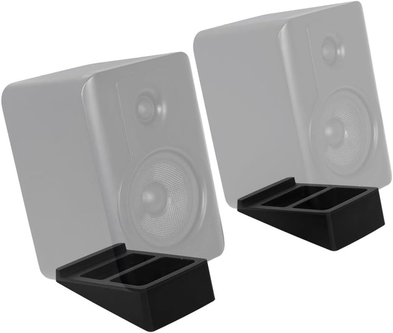 Tilted Wedge Desktop Speaker Stands for Medium Sized Speakers, Speaker Riser, Anti-Vibration, 15 Degrees of Tilt, Pair, for Bookshelf Speakers and Studio Monitors