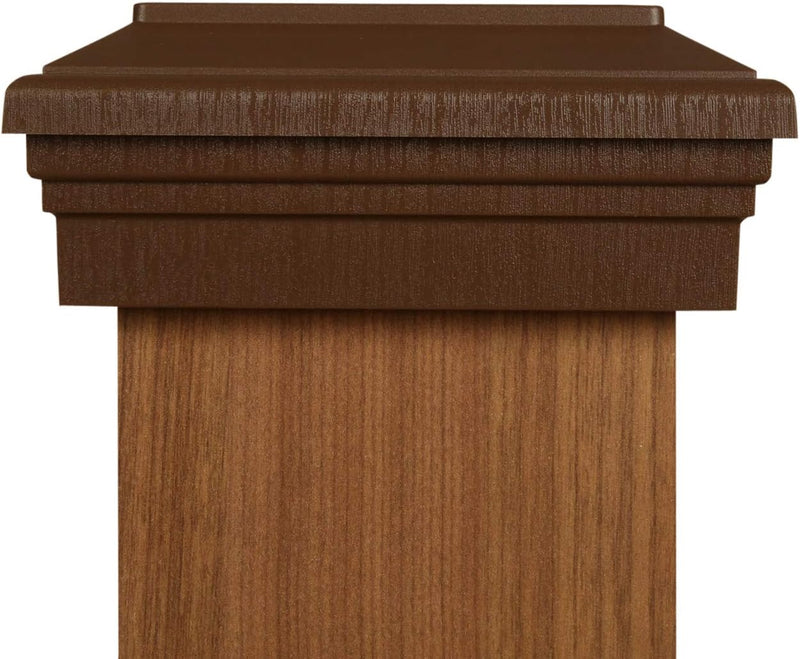 6X6 Post Cap (Actual 6.0") Brown Island Newel Flat Style Square Top for Outdoor Fences, Mailboxes & Decks, by