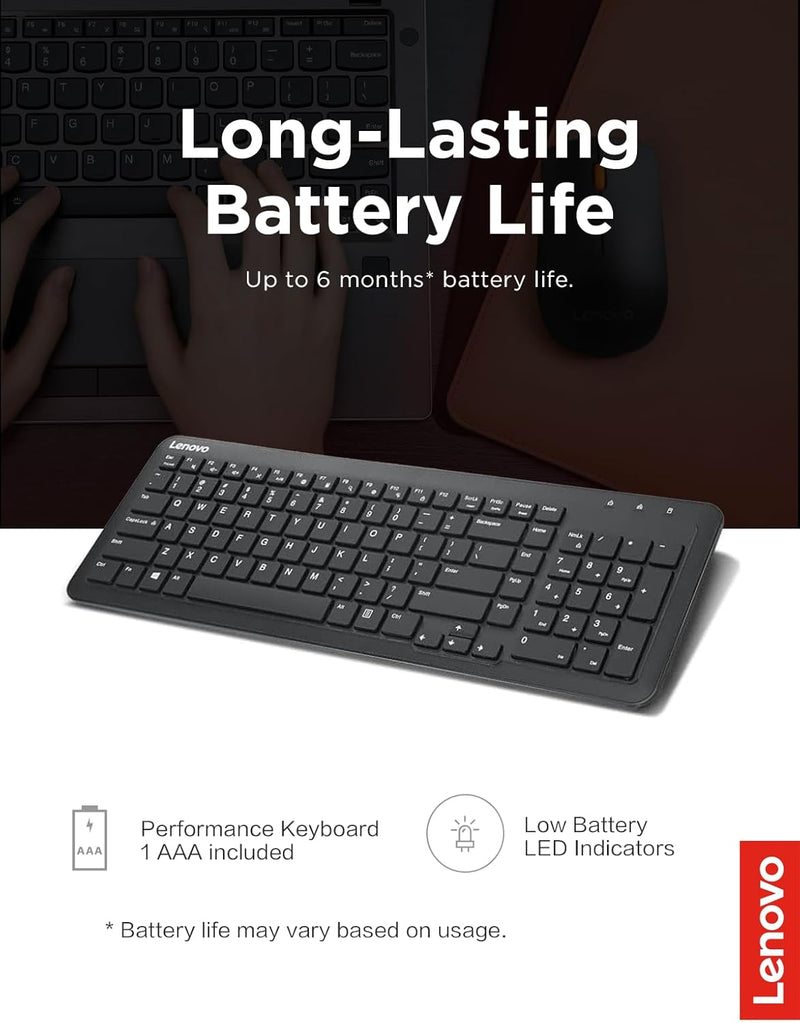 Lenovo 300 Wireless Keyboard, Black