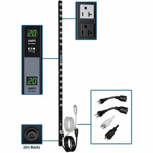 Eaton Tripp Lite Series 3.8kW Single-Phase Local Metered PDU, Dual Circuit, 120V Outlets (32 5-15/20R), L5-20P/5-20P, 10 ft. (3.05 m) Cord, 0U Vertical