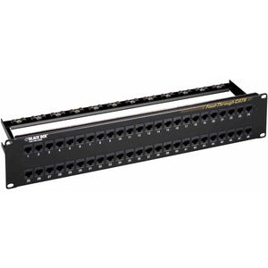 Black Box CAT6 Feed-Through Patch Panel - 2U, Unshielded, 48-Port