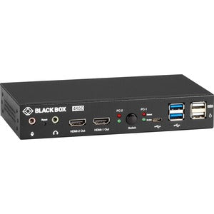 Black Box 2-Port 4K HDMI Dual-Head KVM-Switch (mit Audio Line In/Out und USB-Hub)