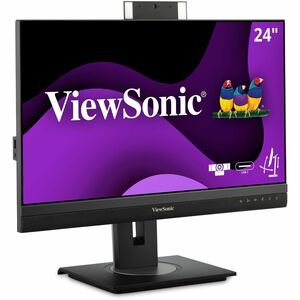 ViewSonic VG2456V 24 Inch 1080p Video Conference Monitor with Webcam, 2 Way Powered 90W USB C, Docking Built-In, Gigabit Ethernet RJ45, 40 Degree Tilt Ergonomics