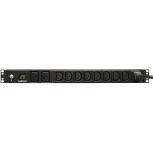 Eaton Tripp Lite Series 3.7kW Single-Phase Local Metered PDU, 208/230V (8 C13 & 2 C19), C20 / L6-20P Adapter, 12 ft. (3.66 m) Cord, 1U Rack-Mount, TAA