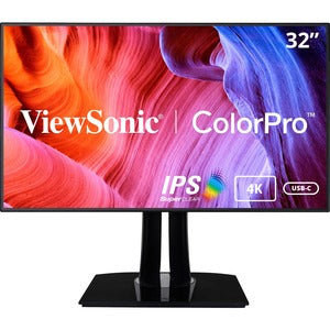 ViewSonic VP3268a-4K 32 Inch 4K UHD IPS Monitor with Advanced Ergonomics, 100% sRGB Rec 709, 14-bit 3D LUT, Eye Care, HDR10 Support, 90W USB C, RJ45, HDR10