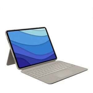 Logitech Combo Touch Keyboard/Cover Case (Folio) for 12.9" Apple, Logitech iPad Pro (5th Generation) Tablet - Sand