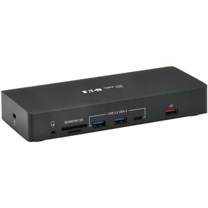 Eaton Tripp Lite Series Safe-IT USB-C Dock, Triple Display - 4K 60 Hz HDMI/DisplayPort, VGA, USB 3.2 Gen 2, USB Hub, Gigabit Ethernet, 100W PD Charging, Antibacterial