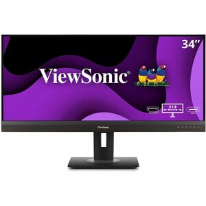 ViewSonic VG3456A 34 Inch 21:9 UltraWide QHD 1440p IPS Monitor with Ergonomic Design, 100W USB C, Docking Built-In, Gigabit Ethernet RJ54 for Home and Office