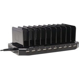 Estación de carga USB de 10 puertos con almacenamiento ajustable, salida de cargador USB de 12 V 8 A (96 W) de Tripp Lite by Eaton