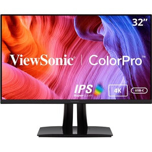 ViewSonic VP3256-4K 32 Inch 4K UHD IPS Ergonomic Monitor with Ultra-Thin Bezels, Color Accuracy, Pantone Validated, 60W USB C