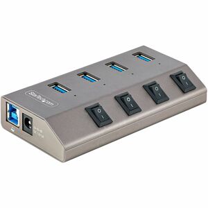 StarTech.com 4-Port Self-Powered USB-C Hub with Individual On/Off Switch, Desktop/Laptop USB-C to USB-A Hub, USB Type C Hub w/Power Supply