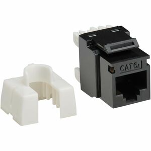 Conectores Keystone Cat6a de la serie Eaton Tripp Lite, paquete de 25, compatibles con 4PPoE, 110/Krone, 568A/B, Ethernet RJ45, color negro, TAA