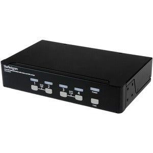 StarTech.com 4 Port DVI + USB KVM Switch with Audio - KVM switch - USB 2.0 Hub - 2 ports - 1 local user - 1U