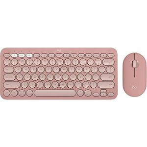 Logitech Pebble 2 Combo, Wireless Keyboard and Mouse, Quiet and Portable, Customizable, Logi Bolt, Tonal Rose