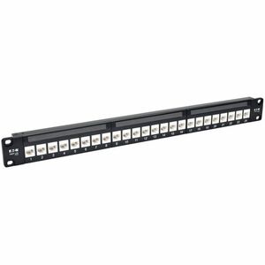 Eaton Tripp Lite Series 24-Port Cat6a Feed-Through Patch Panel - 4PPoE Compliant, 1U Rack-Mount, RJ45 Ethernet, Black, TAA