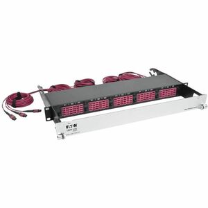 Eaton Tripp Lite Series 40/100Gb Fiber Breakout Patch Panel, 40Gb to 4 x 10Gb, 100Gb to 4 x 25Gb, 15 MTP QSFP to 60 LC Duplex OM4 50/125 Multimode Ports, 1U