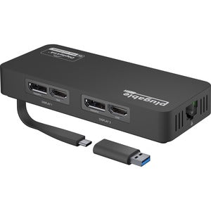 Plugable 4K DisplayPort and HDMI Dual Monitor Adapter with Ethernet for USB 3.0 and USB-C