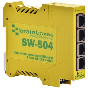 Brainboxes Industrieller Ethernet-Switch mit 4 Anschlüssen, für DIN-Schienenmontage