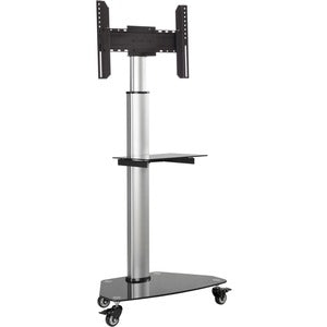 Eaton Tripp Lite Series Premier Rolling TV Cart for 37? to 70? Displays, Black Glass Base and Shelf, Locking Casters