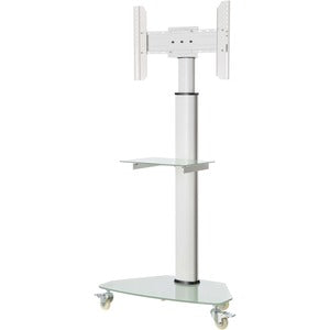 Eaton Tripp Lite Series Premier Rolling TV Cart for 37? to 70? Displays, Frosted Glass Base and Shelf, Locking Casters, White