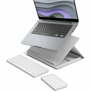 Logitech Casa Pop-Up Desk Work From Home Kit with Laptop Stand, for Laptop/MacBook (10? to 17?), Sand/Off-white