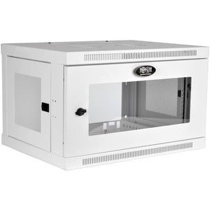 Gabinete mini rack SmartRack 6U de perfil bajo para montaje en pared con profundidad de interruptor de Tripp Lite by Eaton, ventana de acrílico transparente, color blanco