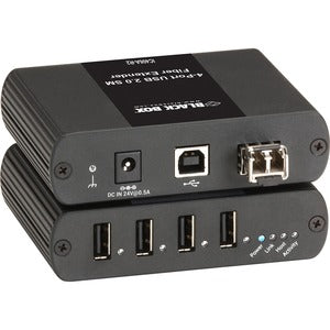 Extensor USB Black Box: fibra monomodo, 4 puertos