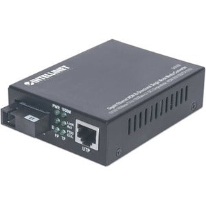 Intellinet Gigabit Ethernet WDM Bi-Directional Single Mode Media Converter, 10/100/1000Base-Tx to 1000Base-Lx (SC) Single-Mode, 20km, WDM (Rx1550/Tx1310) (With 2 Pin Euro Power Adapter)