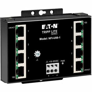 Eaton Tripp Lite Serie 8-Port Unmanaged Fast Industrial Ethernet Switch - 10/100 Mbit/s, robust, -40° bis 75°C, DIN/Wandmontage, TAA