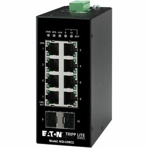 Eaton Tripp Lite Serie 8-Port Unmanaged Industrial Gigabit Ethernet Switch - 10/100/1000 Mbit/s, 2 GbE SFP-Steckplätze, -40° bis 75°C, DIN-Montage, TAA