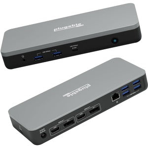 Estación de acoplamiento USB-C 4K dual enchufable para Chromebook, compatible con Chromebook certificada por Google, base de carga sin controlador de 60 W