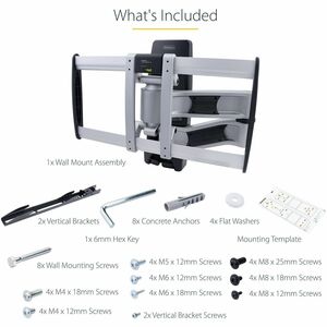 StarTech.com Articulating TV Wall Mount, VESA Wall Mount TV Bracket for 65 inch/99lb/Curved TVs, Corner Adjustable Low Profile Wall Mount