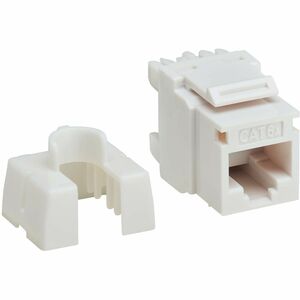 Conectores Keystone Cat6a de la serie Eaton Tripp Lite, paquete de 10, compatibles con 4PPoE, 110/Krone, 568A/B, Ethernet RJ45, color blanco, TAA