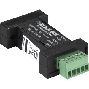 Miniconvertidor DB9 de Black Box (USB a serie), USB/RS-485 (4 cables, bloque de terminales)