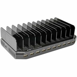 Estación de carga USB de 10 puertos Eaton Tripp Lite Series con almacenamiento ajustable, salida de cargador USB de 12 V 8 A (96 W), cable de alimentación Schuko