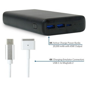 Paquete de 4 cargadores portátiles JAR Systems Active Charge con conectores Apple MagSafe 2