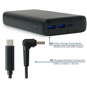 Paquete de 4 cargadores portátiles JAR Systems Active Charge con conectores Asus