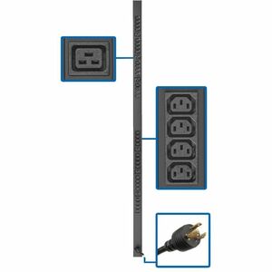 Eaton Tripp Lite Series 3.7kW 208/230V Single-Phase Basic PDU - 32 C13 & 6 C19 Outlets, L6-20P Input, 10 ft. Cord, 63.75 in. 0U Rack