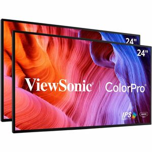 ViewSonic VP2468A_H2 24-Inch Dual Pack Head-Only IPS 1080p Monitor with Advanced Ergonomics, 100% sRGB REC 709, 14-bit 3D LUT, Eye Care, and 65W USB C, Daisy Chain