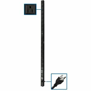 PDU básica monofásica de 120 V y 1,4 kW de la serie Eaton Tripp Lite: 16 tomacorrientes NEMA 5-15R, entrada 5-15P, cable de 4,5 m, rack 0 U de 122 cm