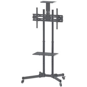 Manhattan TV & Monitor Mount, Trolley Stand, 1 screen, Screen Sizes: 37-65" , Black, VESA 200x200 to 600x400mm, Max 40kg, LFD, Lifetime Warranty