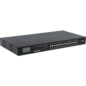 Intellinet 24-Port Gigabit Ethernet PoE+ Switch with 2 SFP Ports and LCD Screen